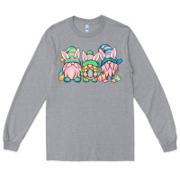 Heather Grey Easter gnomes Long Sleeve Tee - OliviaCreatesArt