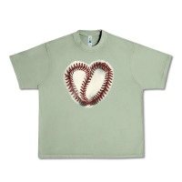 Oil Green Baseball ball heart Urban Heavy Tee - HowdyJamesFarm