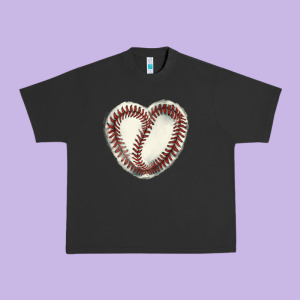 Baseball Ball Heart Urban Heavy Tee Designed By Howdyjamesfarm
