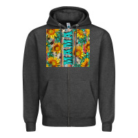 Charcoal Heather mama wıth sunflowers and gemstone Zipper Hoodie - Artiststas
