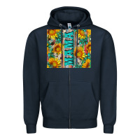 Navy mama wıth sunflowers and gemstone Zipper Hoodie - Artiststas