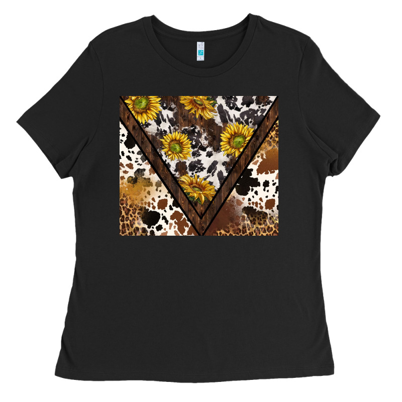 Western Sunflowers And Cowhide Tumbler Tbs Ladies Tee by TumblerDesignByShophia | Teevron