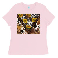 Bubblegum Pink western sunflowers and cowhide tumbler tbs Ladies Tee - TumblerDesignByShophia