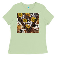 Matcha western sunflowers and cowhide tumbler tbs Ladies Tee - TumblerDesignByShophia
