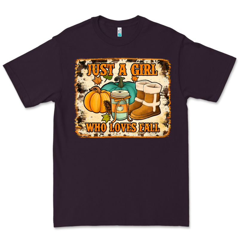 Just A Girl Who Loves Fall Cowhide Background Premium Tee by Jasminsmagicworld | Teevron