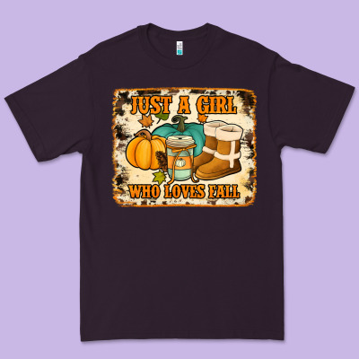 Just A Girl Who Loves Fall Cowhide Background Premium Tee Designed By Jasminsmagicworld