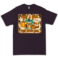 Plum just a girl who loves fall cowhide background Premium Tee - Jasminsmagicworld