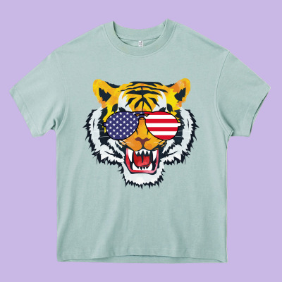 America Merica Tiger Heavy Core Tee Designed By Bettercallsaul