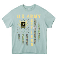 Arona US ARMY Retired  Distressed American Flag Patriotic Heavy Core Tee - longCreatives
