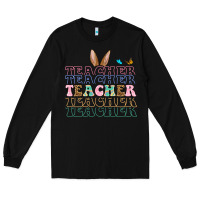 Black Easter bunny Teacher Long Sleeve Tee - OliviaCreatesArt