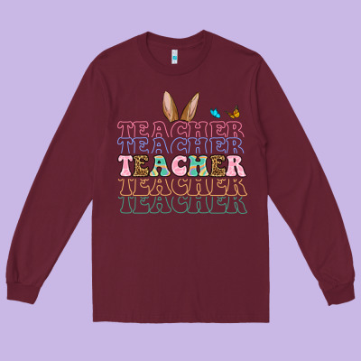 Easter Bunny Teacher Long Sleeve Tee Designed By Oliviacreatesart