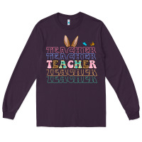 Plum Easter bunny Teacher Long Sleeve Tee - OliviaCreatesArt