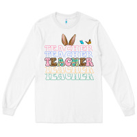 White Easter bunny Teacher Long Sleeve Tee - OliviaCreatesArt