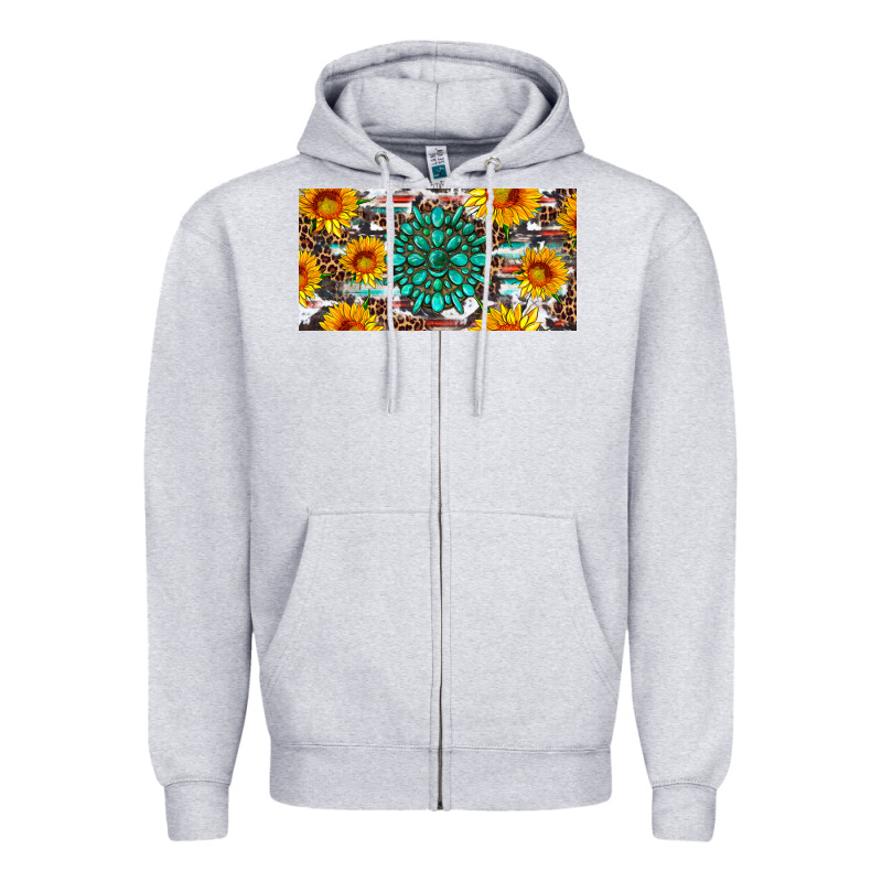 Gemtone And Sunflowers License Plate Zipper Hoodie by Artiststas | Teevron