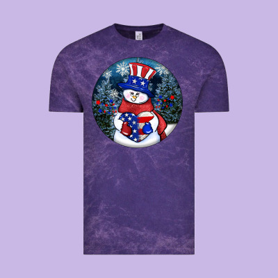 Patriotic Snowman Ornament 4th Of July Vintage Tee Designed By Howdyjamesfarm