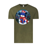 Vintage Olive Patriotic snowman ornament 4th of july Vintage Tee - HowdyJamesFarm