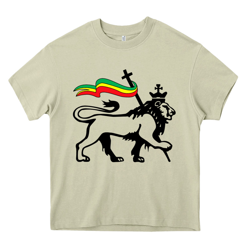 Rasta Lion Of Judah Rastafarian Reggae Lion And Christian Heavy Core Tee by longCreatives | Teevron