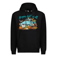 Black Happy Fall Y'all Premium Hoodie - LillyAllenDesigns