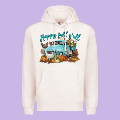 Happy Fall Y'all Premium Hoodie Designed By Lillyallendesigns