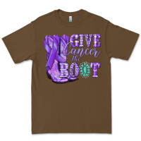 Cacao Give Cancer the boot purple ribbon Premium Tee - NancyCooperArtShop