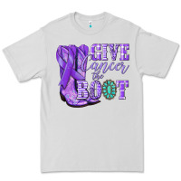 Dove Grey Give Cancer the boot purple ribbon Premium Tee - NancyCooperArtShop