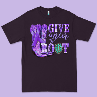Give Cancer The Boot Purple Ribbon Premium Tee Designed By Nancycooperartshop