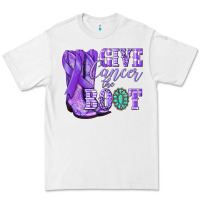 White Give Cancer the boot purple ribbon Premium Tee - NancyCooperArtShop