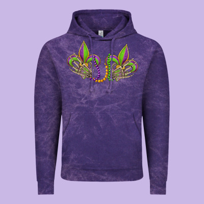 Skeleton Hands Mardi Gras Vintage Hoodie Designed By Oliviacreatesart