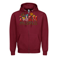 Burgundy farm mama with pigs Zipper Hoodie - Artiststas