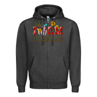 Charcoal Heather farm mama with pigs Zipper Hoodie - Artiststas