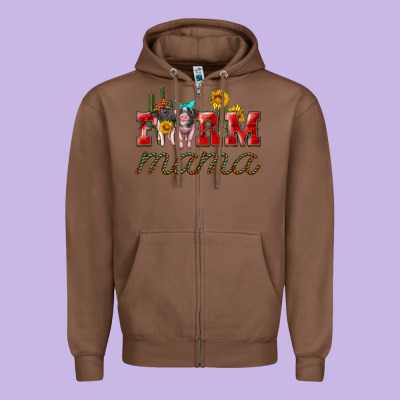 Farm Mama With Pigs Zipper Hoodie Designed By Artiststas
