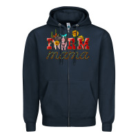 Navy farm mama with pigs Zipper Hoodie - Artiststas