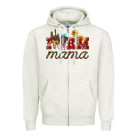 Oatmeal Heather farm mama with pigs Zipper Hoodie - Artiststas