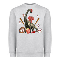 Heather Grey brachiosaurus with baseball Heavyweight Sweatshirt - Artiststas