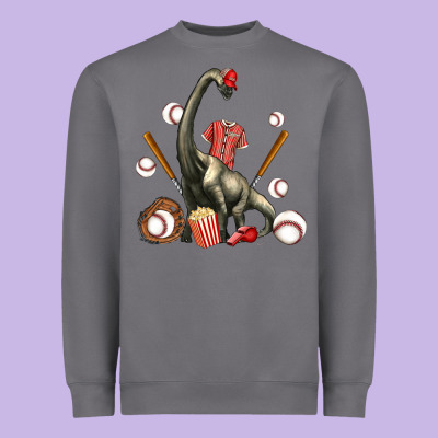 Brachiosaurus With Baseball Heavyweight Sweatshirt Designed By Artiststas