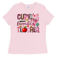 Bubblegum Pink Cupid's Favorite Teacher Valentine's Day Ladies Tee - HowdyJamesFarm