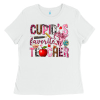 White Cupid's Favorite Teacher Valentine's Day Ladies Tee - HowdyJamesFarm
