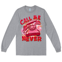 Heather Grey Call me never Long Sleeve Tee - FaDigitalArtStudio