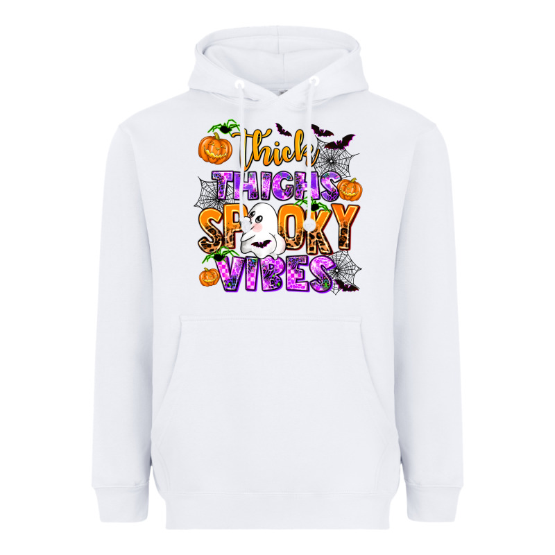 Thick Thighs Spooky Vibes Heavyweight Hoodie by AdoDesignShop | Teevron