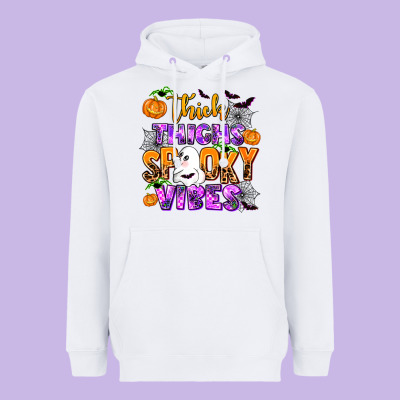 Thick Thighs Spooky Vibes Heavyweight Hoodie Designed By Adodesignshop