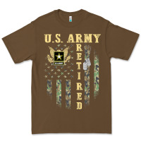 Cacao US ARMY Retired  Distressed American Flag Patriotic Premium Tee - longCreatives