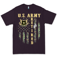 Plum US ARMY Retired  Distressed American Flag Patriotic Premium Tee - longCreatives