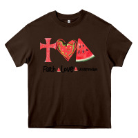 Chocolate Brown Faith Love Watermelon Heavy Core Tee - Bettercallsaul