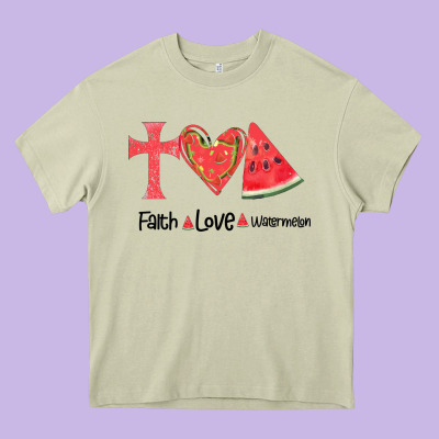 Faith Love Watermelon Heavy Core Tee Designed By Bettercallsaul