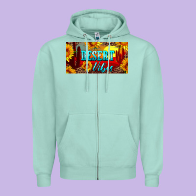 Desert Vibes License Plate Zipper Hoodie Designed By Artiststas
