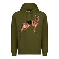 Army Green German Shepherd Dog Illustrations Premium Hoodie - LillyAllenDesigns