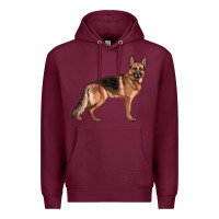 Burgundy German Shepherd Dog Illustrations Premium Hoodie - LillyAllenDesigns