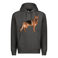 Charcoal Heather German Shepherd Dog Illustrations Premium Hoodie - LillyAllenDesigns