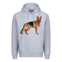 Heather Grey German Shepherd Dog Illustrations Premium Hoodie - LillyAllenDesigns