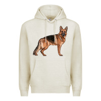 Oatmeal Heather German Shepherd Dog Illustrations Premium Hoodie - LillyAllenDesigns